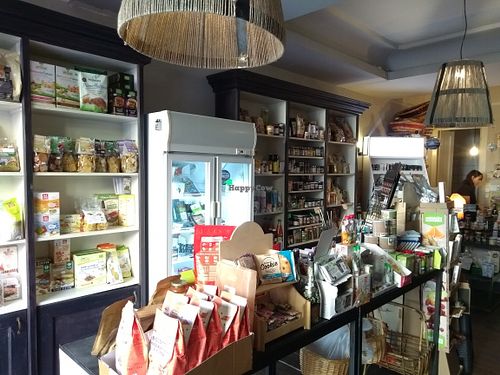 Inside the beautiful shop at ToBio Vegan Shop in Naples