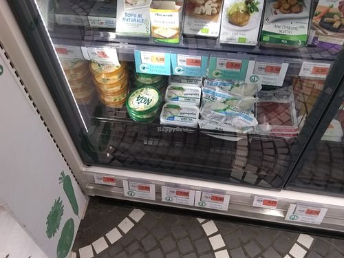 Vegan mozzarisella and other vegan valsoia "cheeses" at Sole 365 in Naples