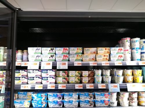 Their fridge with vegan goodies at Sole 365 in Naples