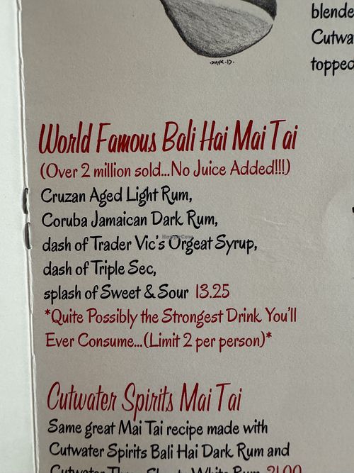 Mai tai  at Bali Hai Restaurant in San Diego