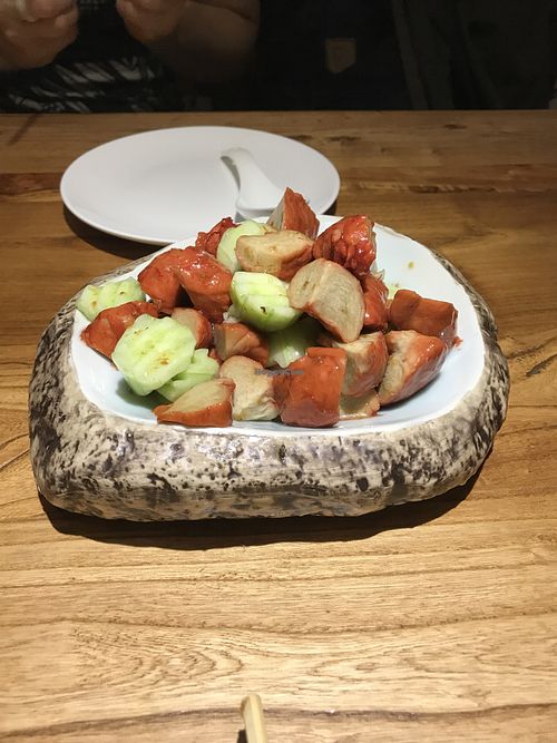 Cold “pork” and cucumber  at Yuanman in Tianjin