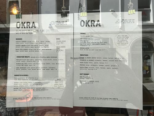 Menu at Okra in Shrewsbury