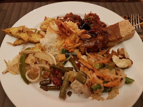 selection of the ricetable on plate at Bandung in Den Bosch