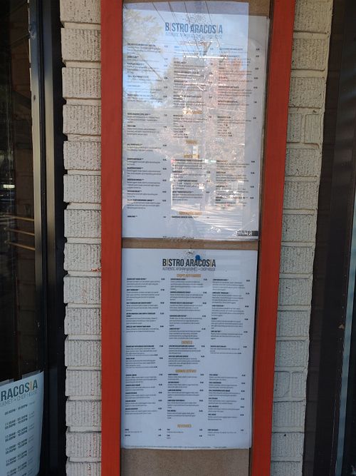 Menu outside at Bistro Aracosia in Washington