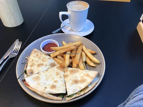 Veggie grill and soy flat white  at The Coffee Club - Northlands in Christchurch