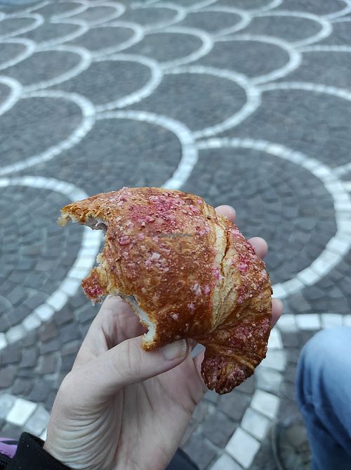 Vegan jam filled croissant 🥐 . Sorry I scoffed half of it before remembering to take a pic! at Chora Pompei in Pompei