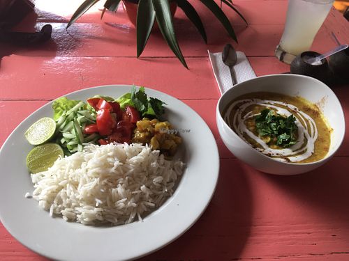 Daily Special: Mungbean Dal with sweet-sour mango chutney and basmati rice at Baliku in Ubud