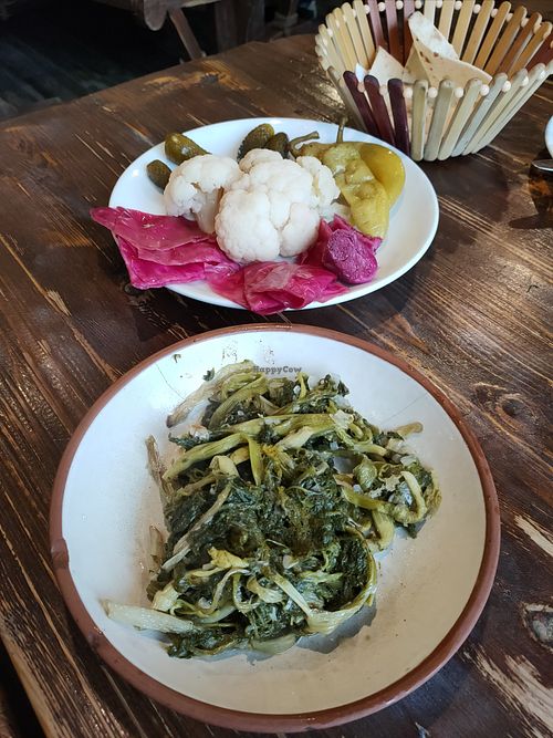 Pickles and Chaerophyllum greens at Gyumri Hatsatun in Gyumri