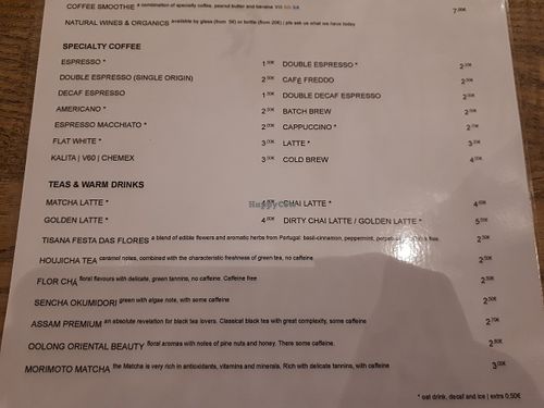 Menu at Manna Porto in Porto