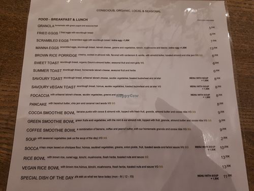 Menu at Manna Porto in Porto