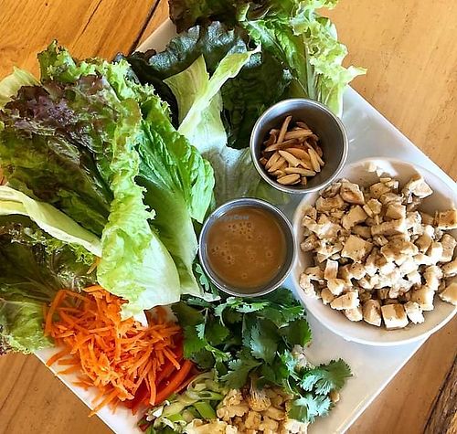 One of the weekly specials. A lettuce wrap featuring tofu, veggies and a house-made Thai peanut sauce. at Barley John's Brew Pub in New Brighton