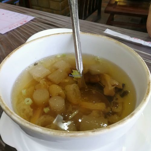 Mushroom soup  at Lotus Vegetarian in Chaozhou