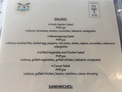 salads! at Maremegmeg Beach Bar in El Nido