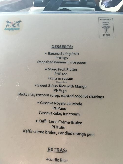 desserts 🖤 at Maremegmeg Beach Bar in El Nido