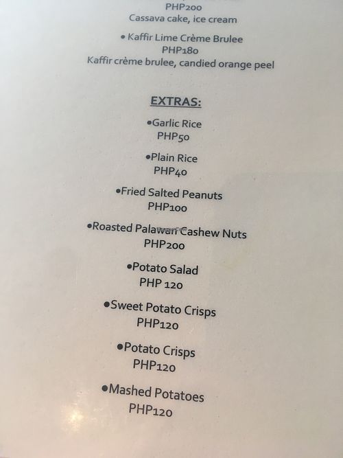 extras with veggie options at Maremegmeg Beach Bar in El Nido