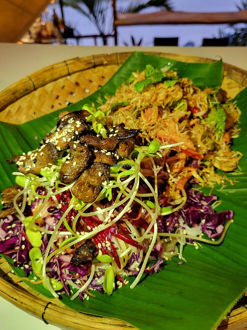 Japan and Thai salads together. Wonderful flavors 💜 at Street Vegan House in Koh Phangan