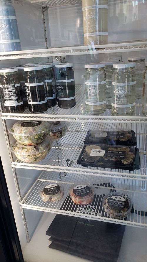 Food ready to go as well prepped fresh at Choice Juicery in Encinitas