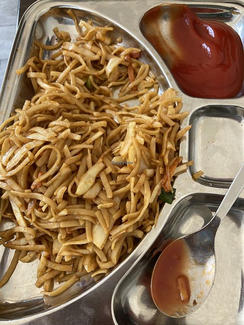 Hakka noodles, hardly any veggies, and what’s up with serving with ketchup?????  at Krishna Vilas in Utrecht