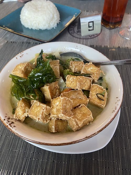 Vegan Thai green curryy with extra  at Yim Siam in Tenerife