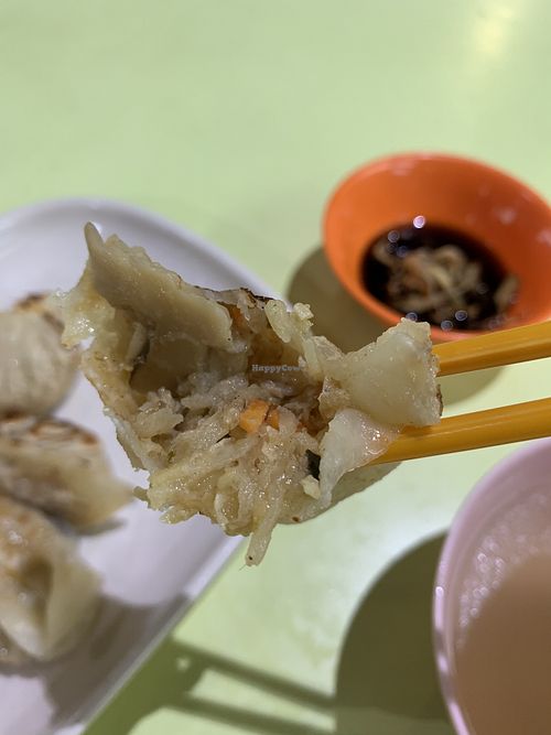 Ingredients inside Guo Tie  at Yu Long Vegetarian - 玉龙素食 in Central Singapore