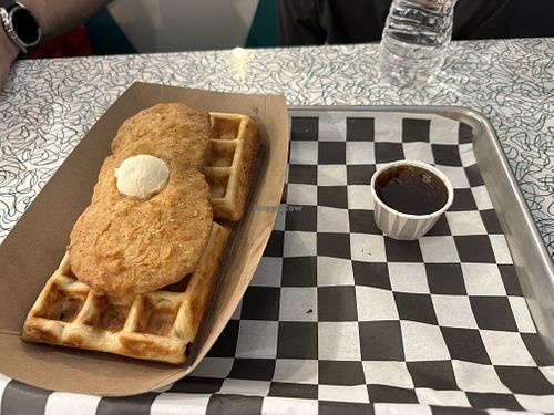 Chicken and waffles  at Angelhearts Donuts in Ithaca