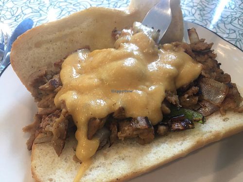 The Philly😄housemade cashew cheez whiz at Angelhearts Donuts in Ithaca