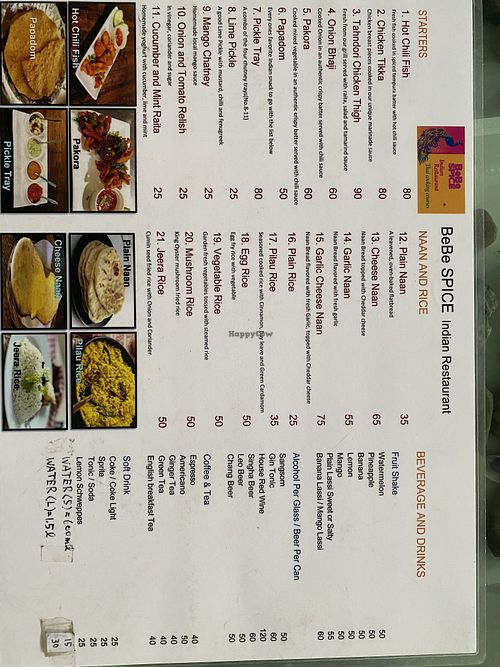 Menu Front   at BeBe Spice in Pai