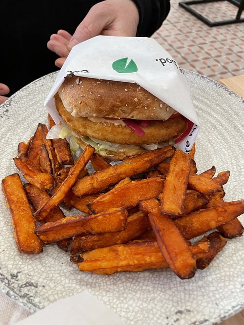 Santa Fe vegan chicken  burger   at Veggie Grill by Next Level in Cambridge