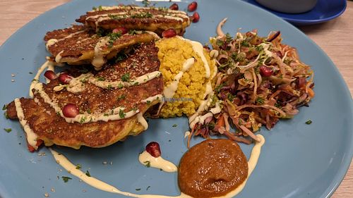 Sweetcorn and courgette fritters at Simple Goodness in Penrith