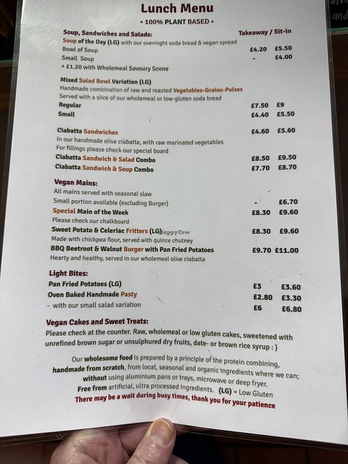 The all vegan menu    at Simple Goodness in Penrith