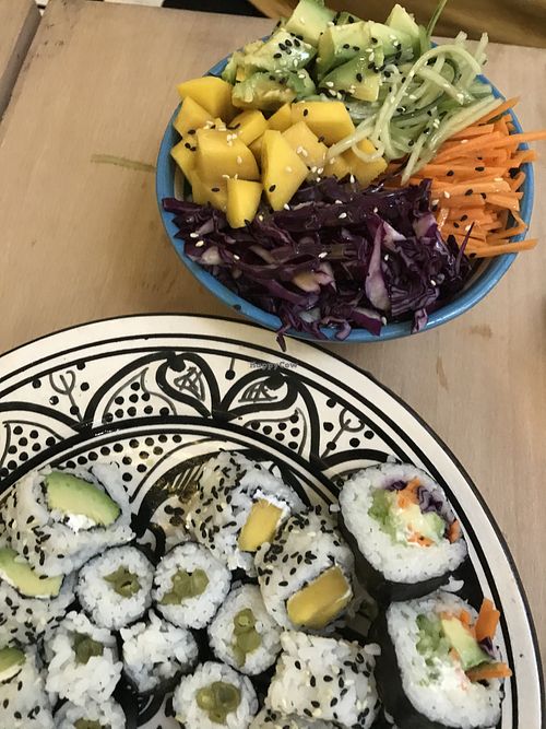 Mango poke bowl at Aicha Kitchen in Marrakech