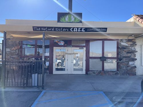 Outside #Veganuary at Natural Sisters Cafe in Joshua Tree