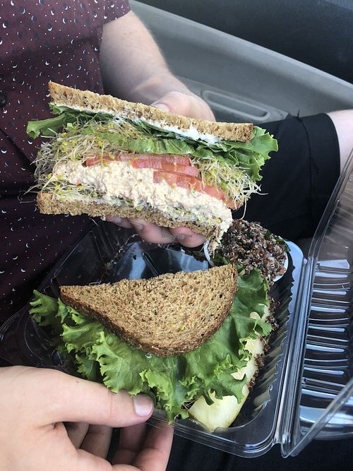 Eggless tofu sandwich  at Natural Sisters Cafe in Joshua Tree