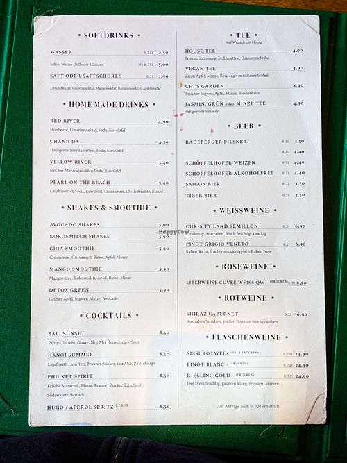 Drinks menu at Vegan House at Vegan House - Alaunstraße in Dresden