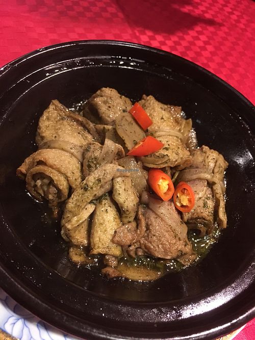 tofu rolls (looks like bacon) at Wu Shang Vegetarian in Nanjing