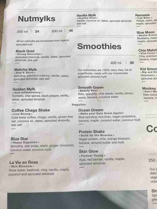 Menu at Wild & the Moon in Abu Dhabi