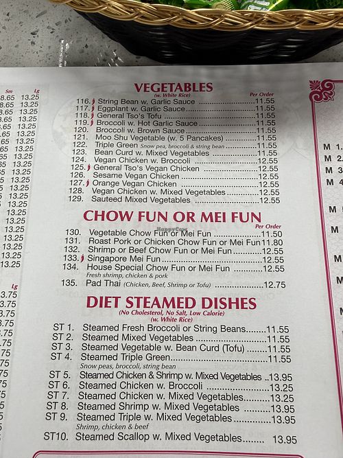 Veg options   at China Taste in Carmel