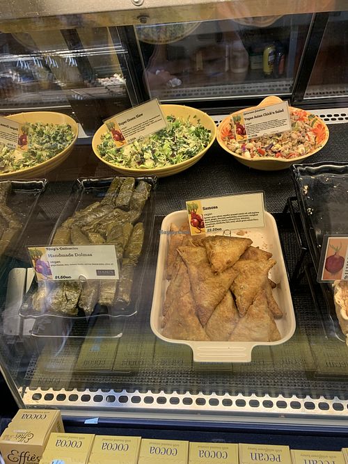Vegan items in the deli  at Wild Roots Market in Felton