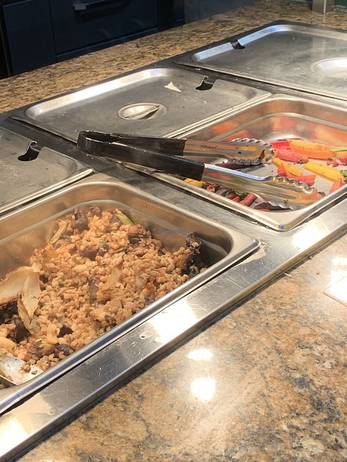 Vegan items at the hot bar  at Wild Roots Market in Felton