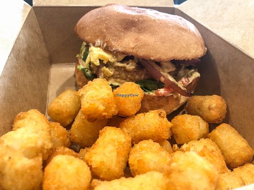 Queen burger and tots at Gegen in Los Angeles