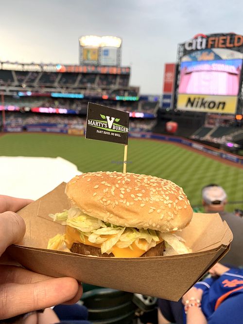 Famous original burger at Marty's V Burger - Citi Field in New York City