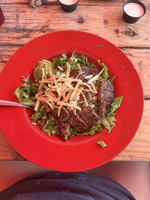 Taco salad with impossible burger and Italian dressingg  at Smitty's Garage in Fayetteville