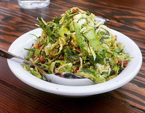 shaved brussels sprouts, toasted almonds, mint, lemon  at Hippo in Los Angeles