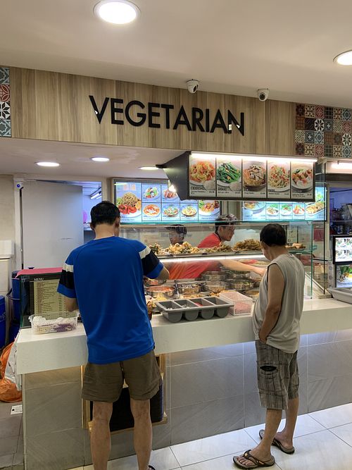 Stall front at Shan De 善德素食 in West Singapore