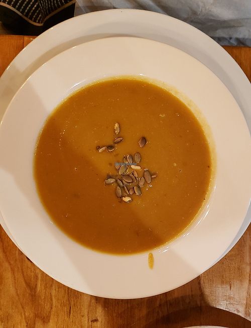 Butternut squash soup at Sage Plant Based Bistro & Brewery in Agoura Hills