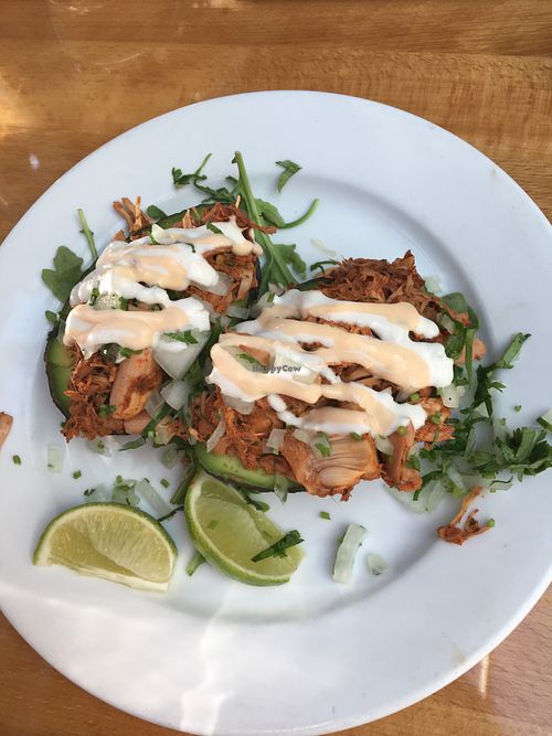 Jackfruit Stuffed Avocado  at Sage Plant Based Bistro & Brewery in Agoura Hills
