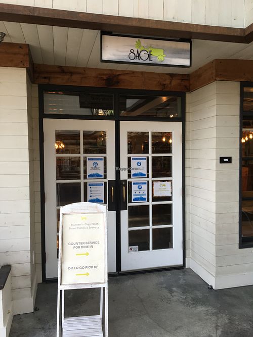 One of the entrance doors. at Sage Plant Based Bistro & Brewery in Agoura Hills