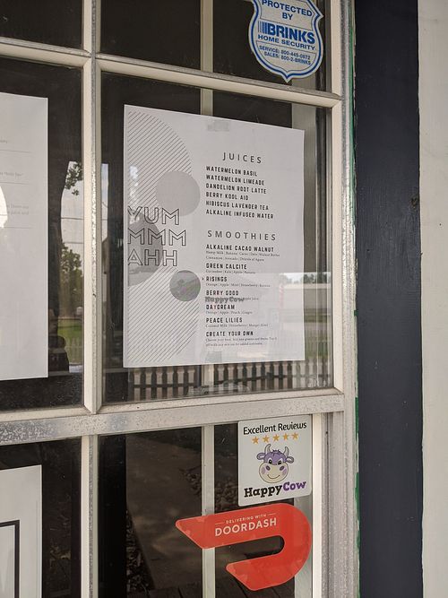 Drink menu, HAPPY COW approved! at SO Veganly in Spring