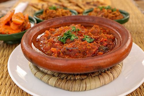 shakshuka ordered without eggs at Médina Social Club in Fes