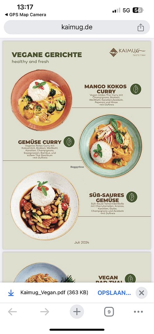 vegan gerechten kaart  at Kaimug - Fünf Höfe in Munich